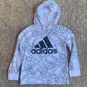 Adidas Kids Graphic White and Black Hoodie